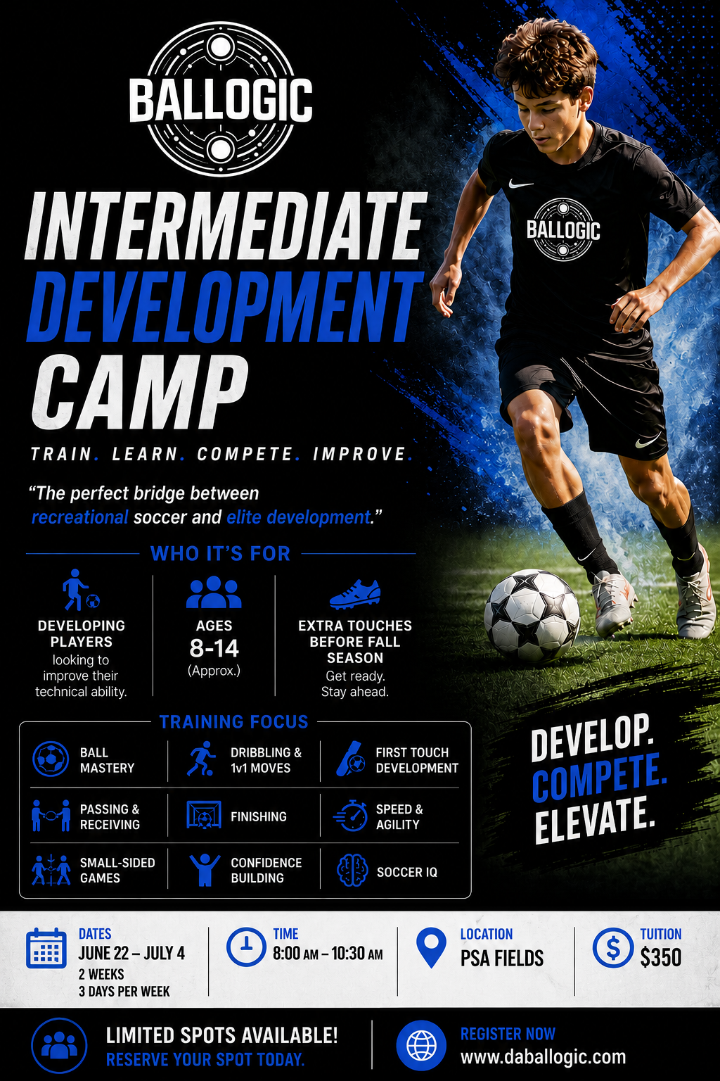 Ballogic Intermediate Development Camp flyer